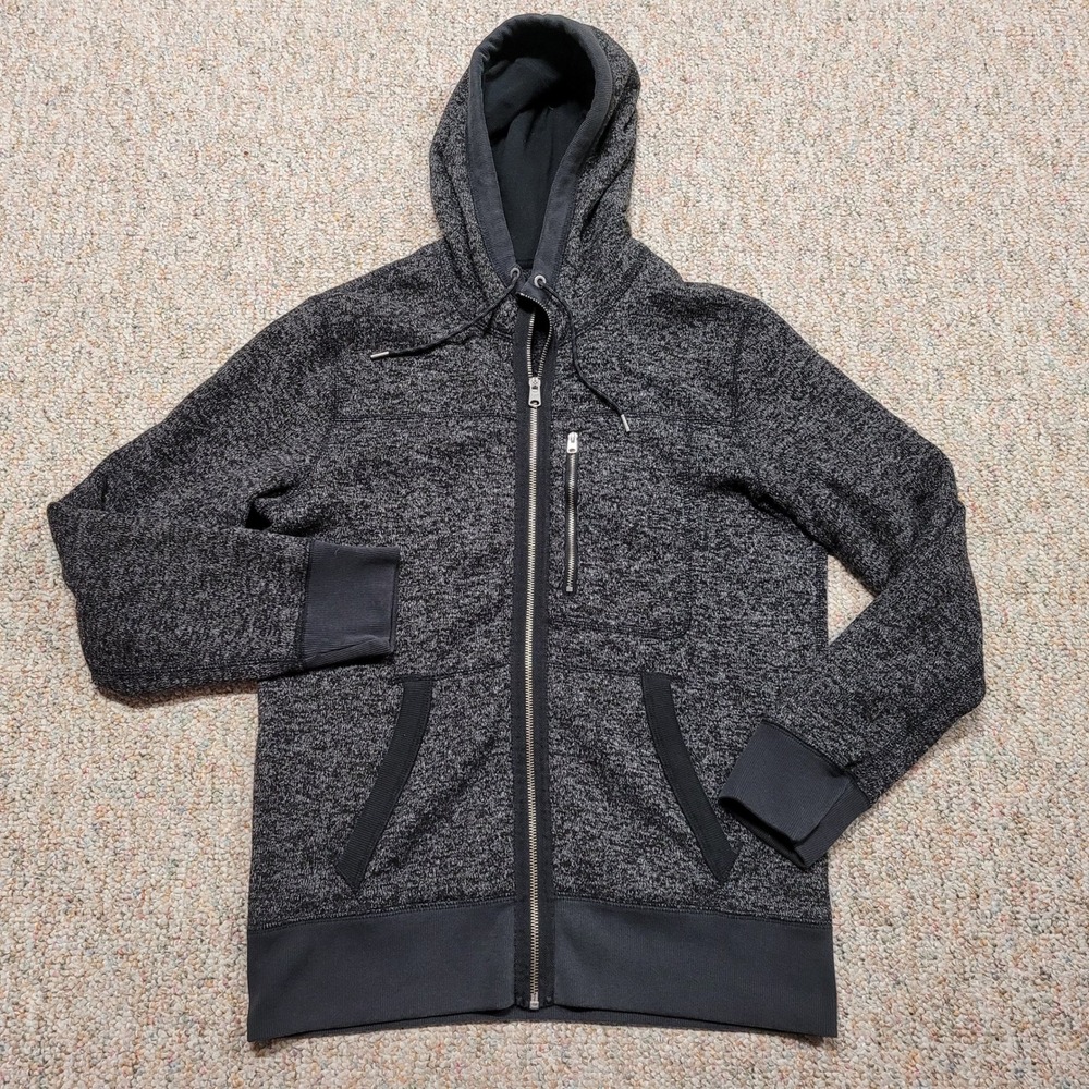 Abercrombie & Fitch Hoodie Mens Small Charcoal Full Zip Knit Sweater Jacket